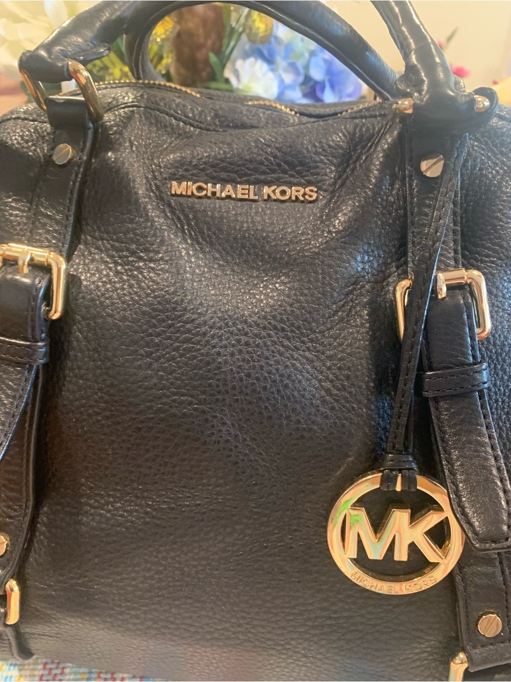 Michael Kors Large Black Leather Satchel with Gold Hardware - Picture 4 of 13
